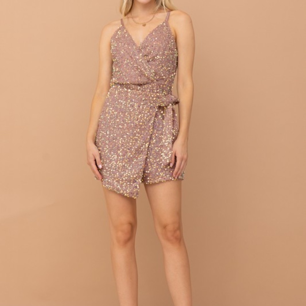 SLEEVELESS SEQUINS WRAP ROMPER - Picture 2 of 4